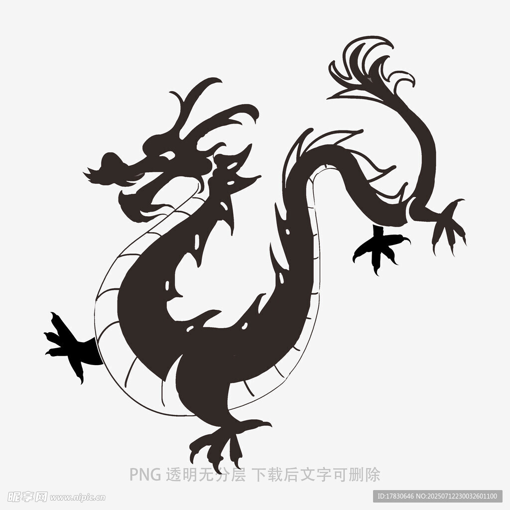 中式传统黑龙图案设计