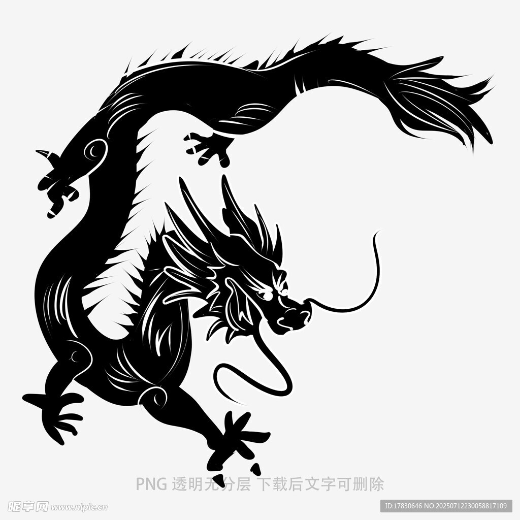 中式传统黑龙图案