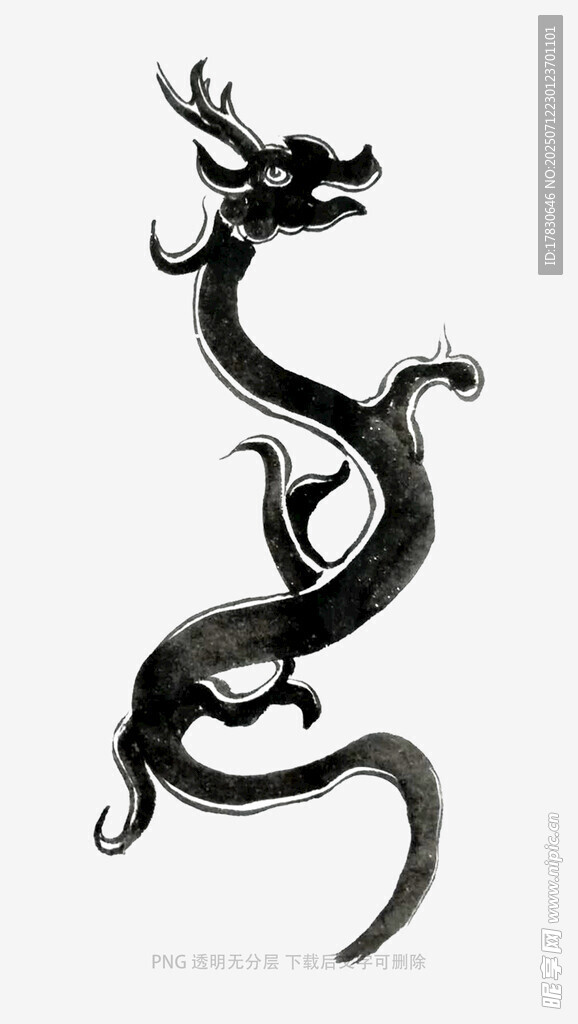黑色龙形纹身图案