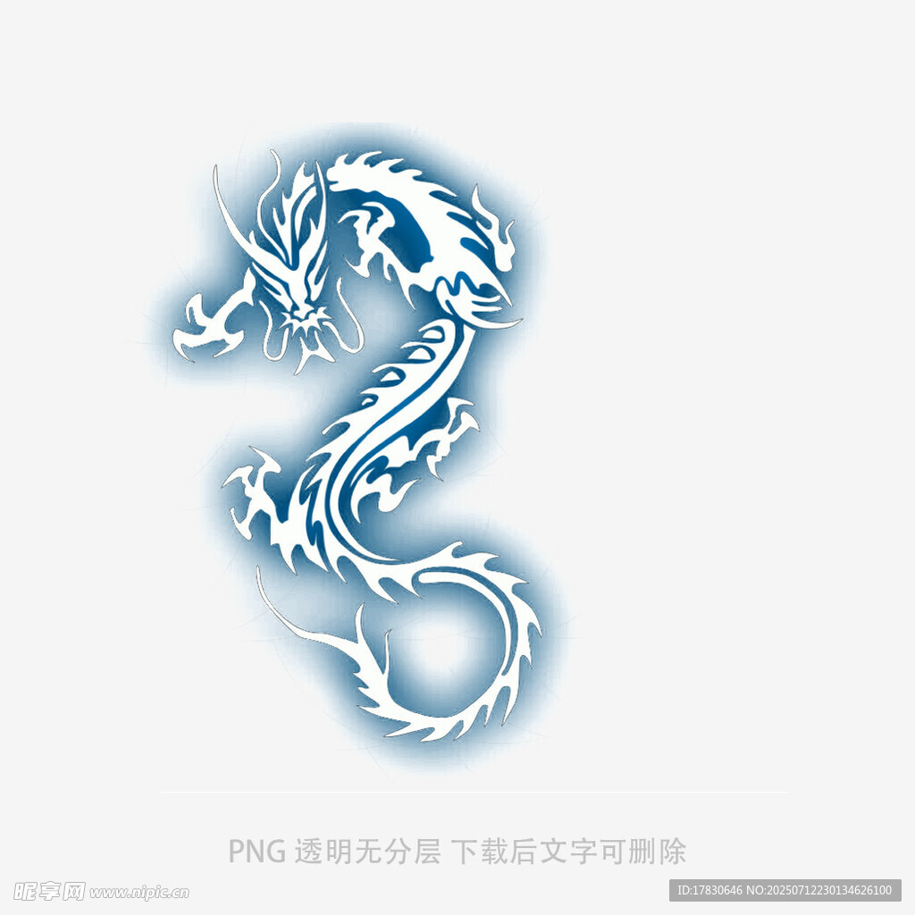 蓝色立体龙形图案设计