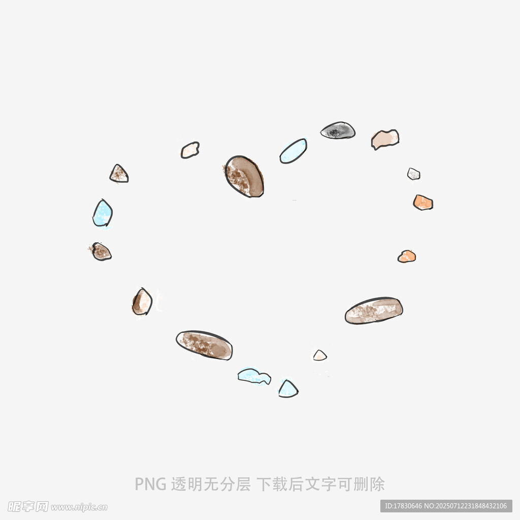 心形排列的多彩椭圆元素