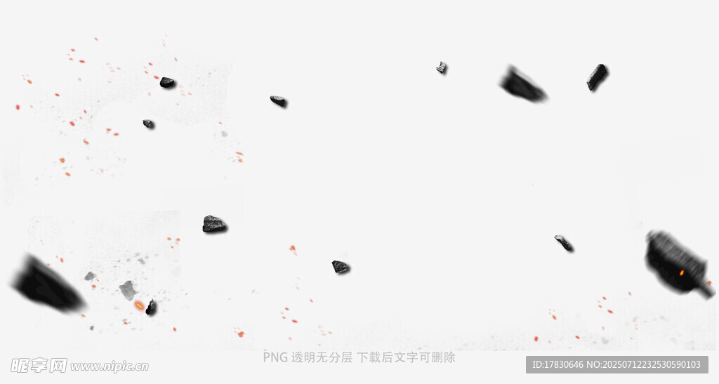 太空陨石碎片漂浮景象