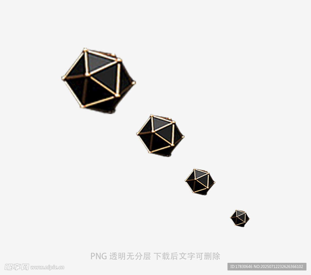 悬浮几何黑金色立体造型