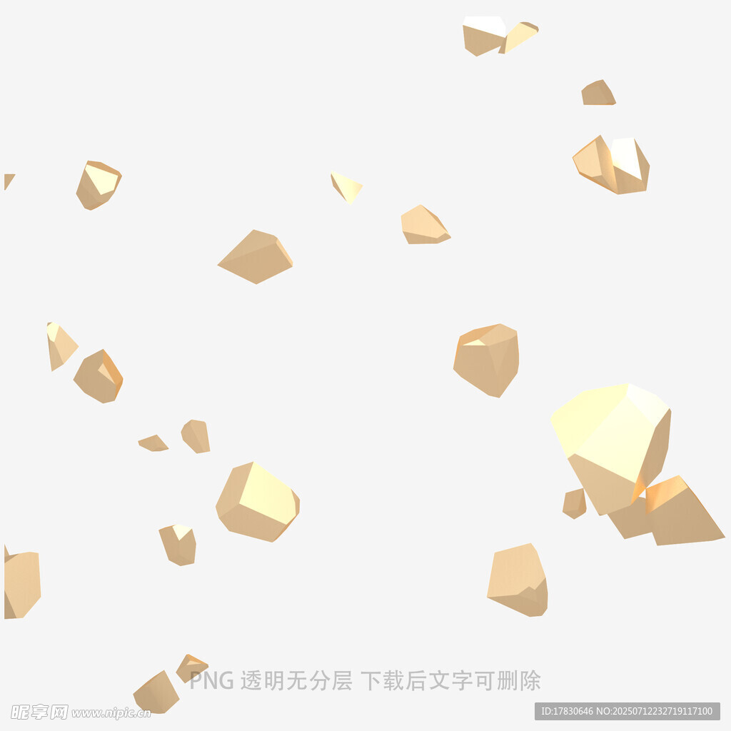金色立体碎块漂浮画面
