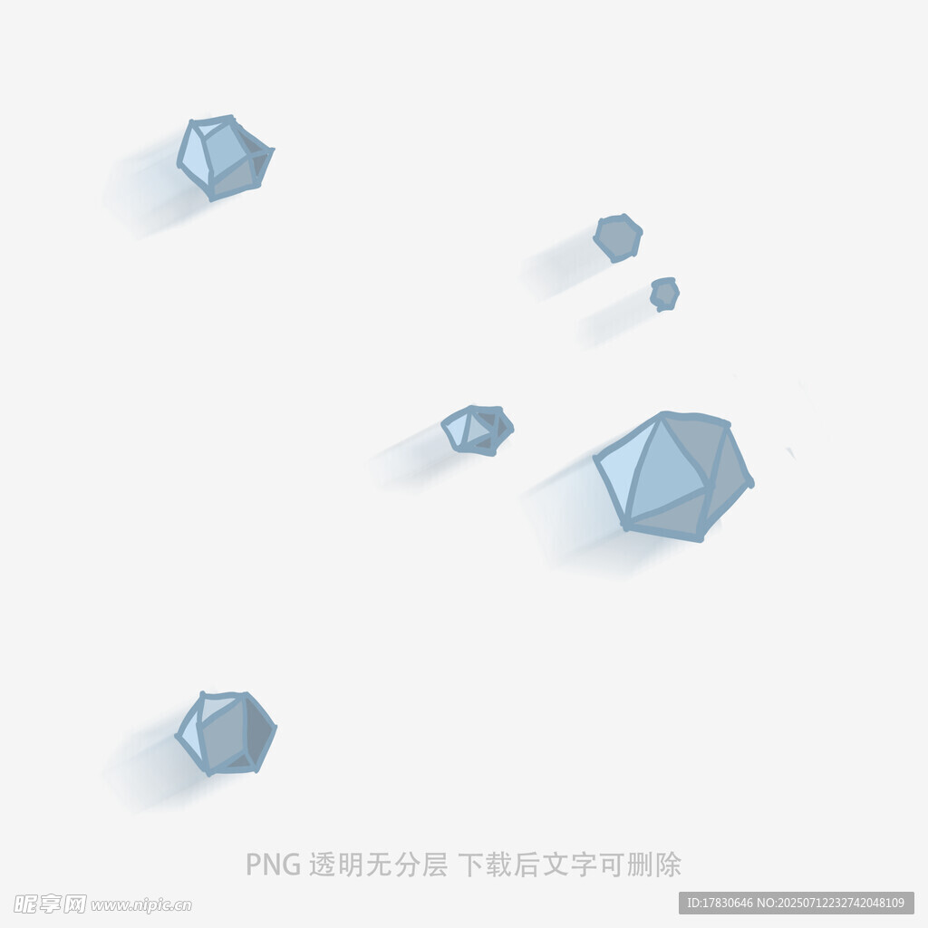 蓝色立体几何图形悬浮效果