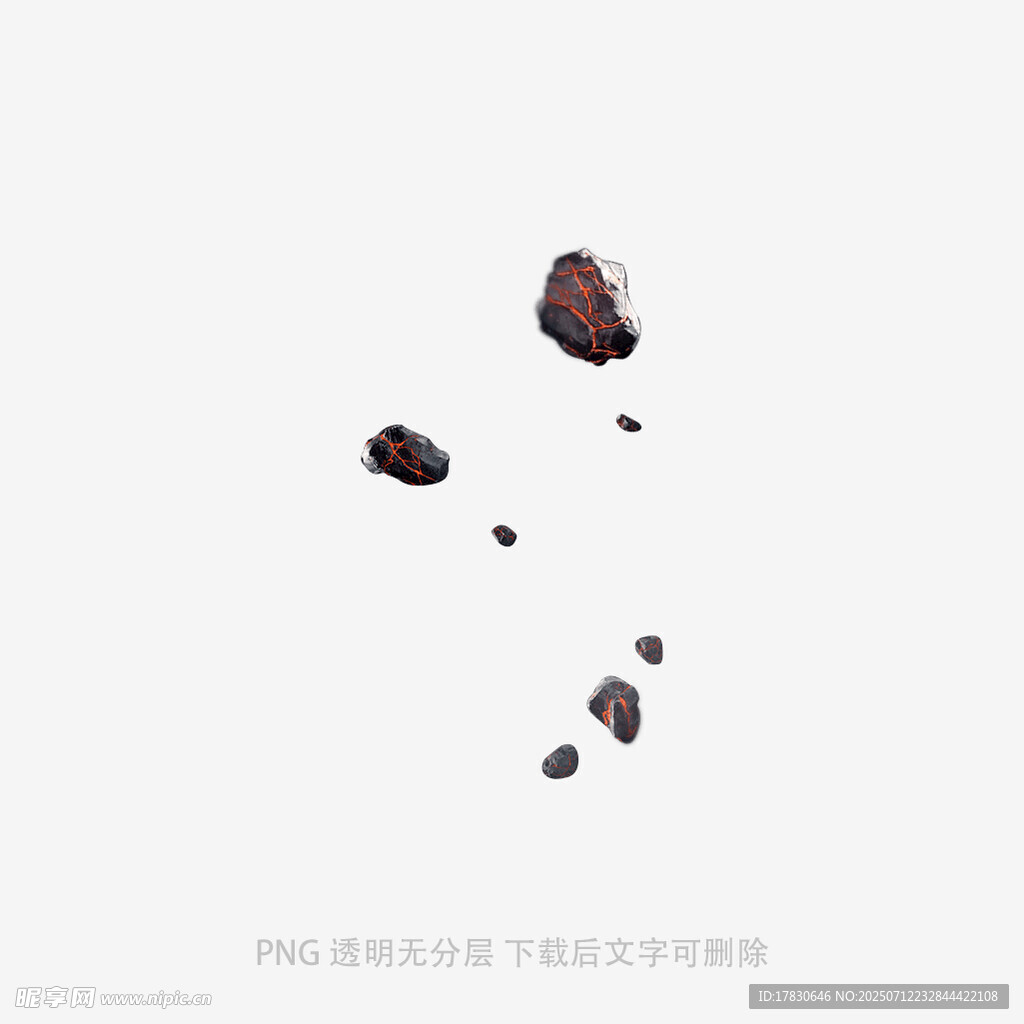 空中漂浮的深色碎石