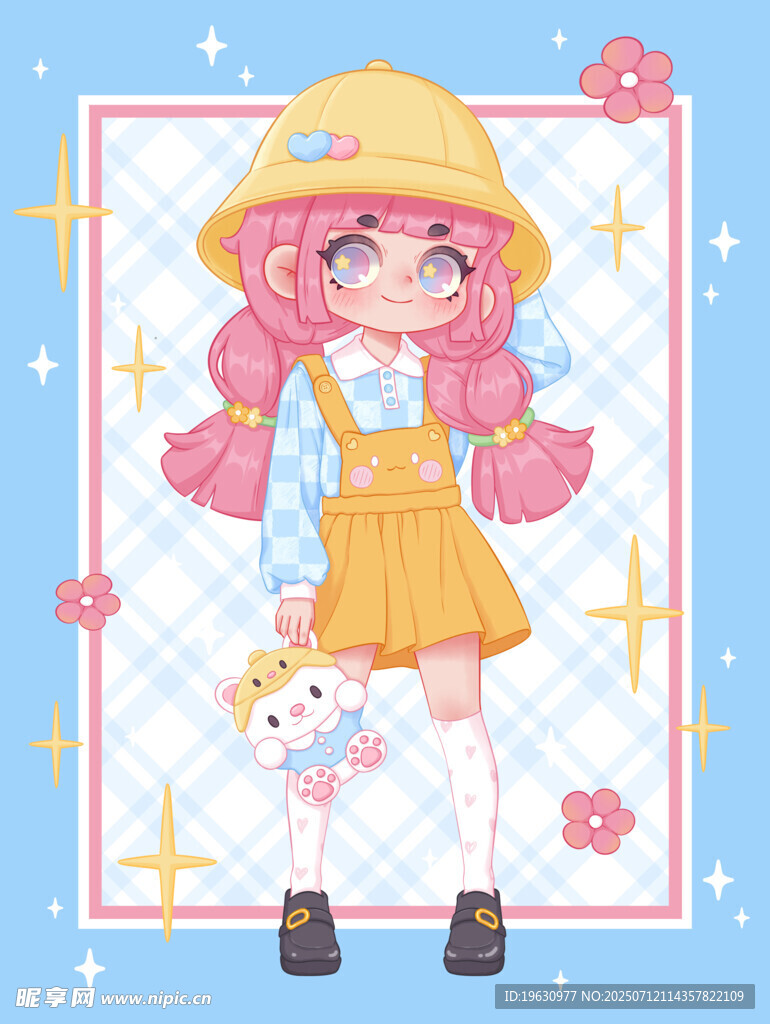 粉色系双马尾萌系少女