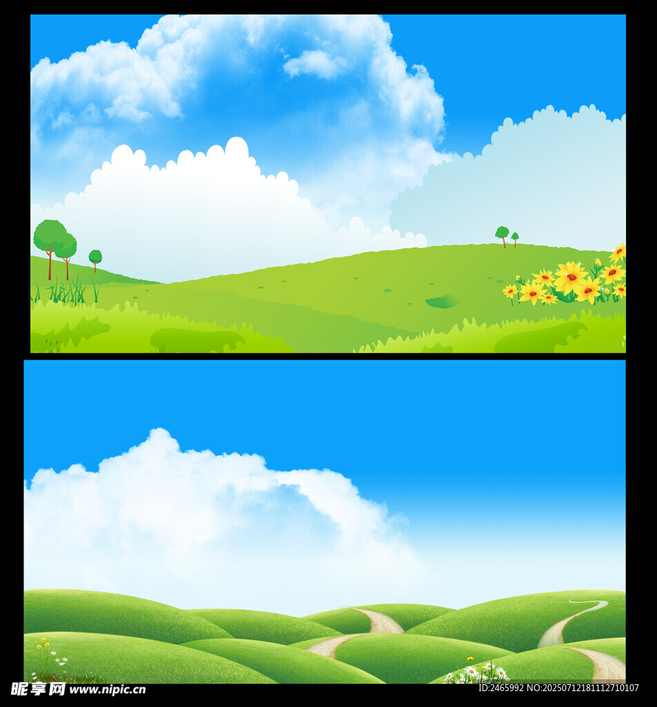 蓝天草地背景