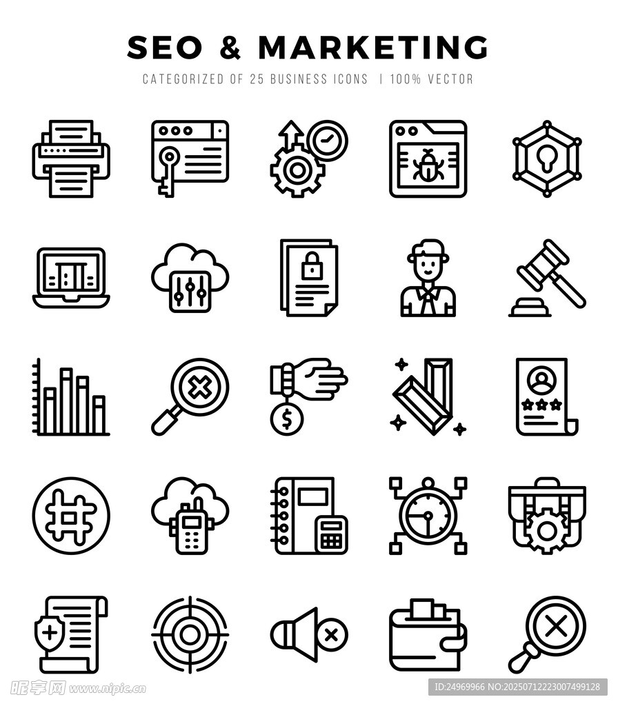 SEO与营销图标集合