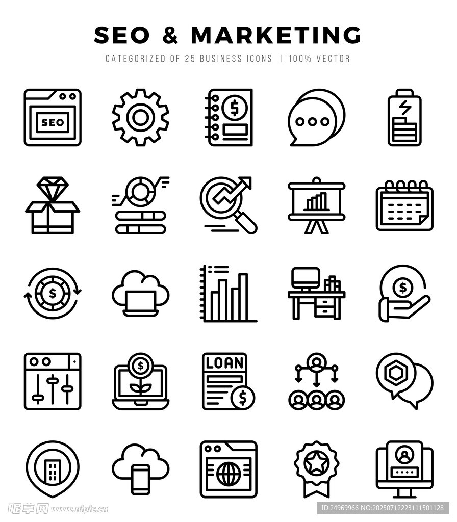 SEO与营销图标集合