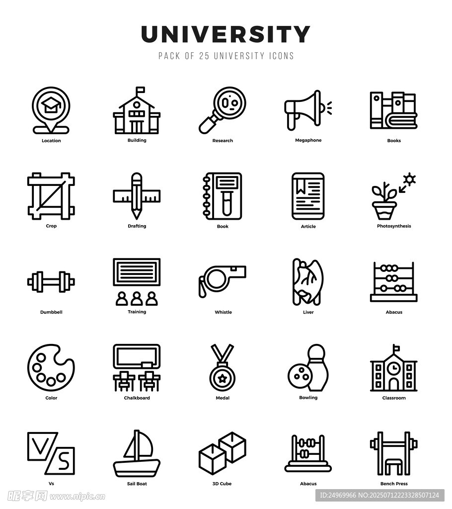 大学相关图标集合