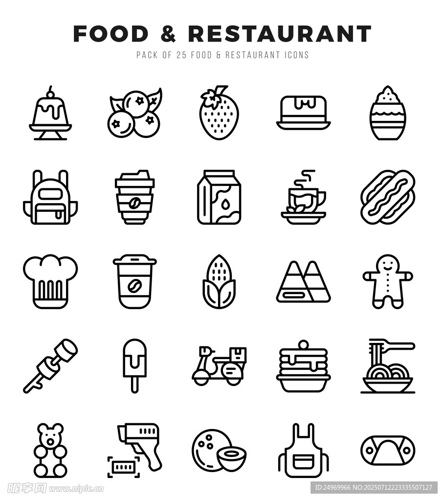 食品与餐厅相关图标集合