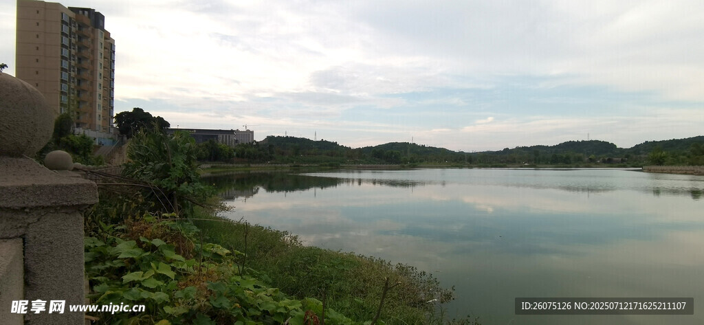 湖畔城市风光美景