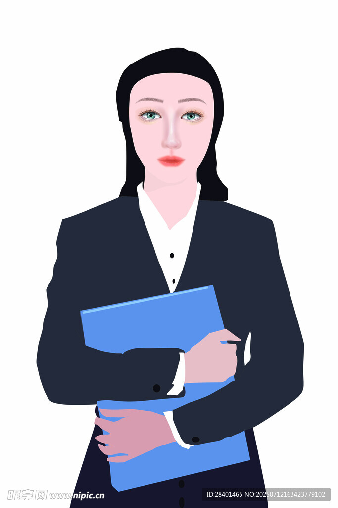 职业女性手持文件夹形象