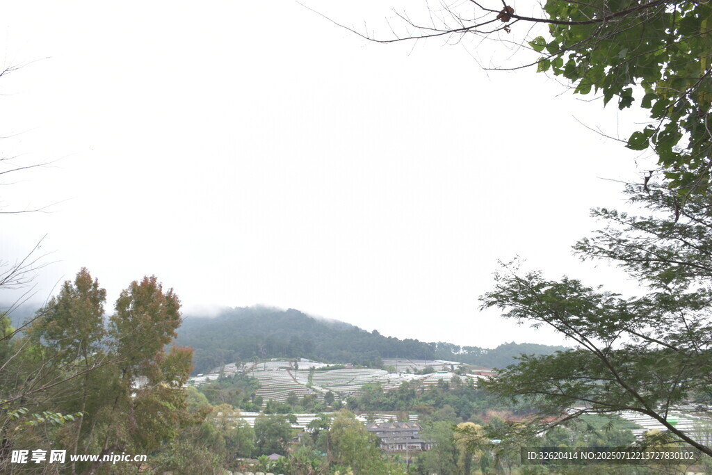 山林间远眺城市景观