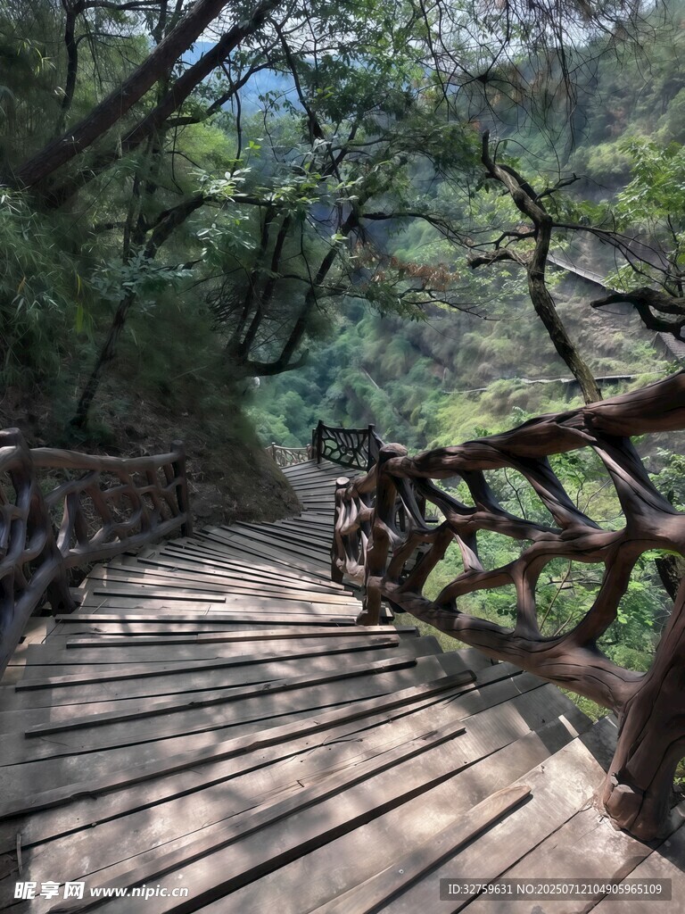 山林间的木质栈道