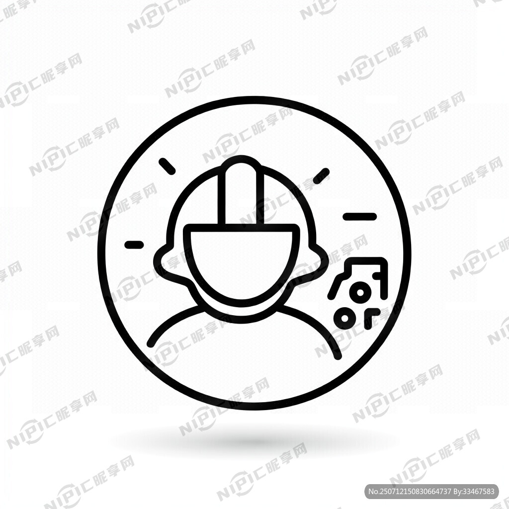 消防的图标线性插图 圆形