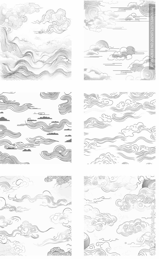 水墨山水风景图案云浪集合