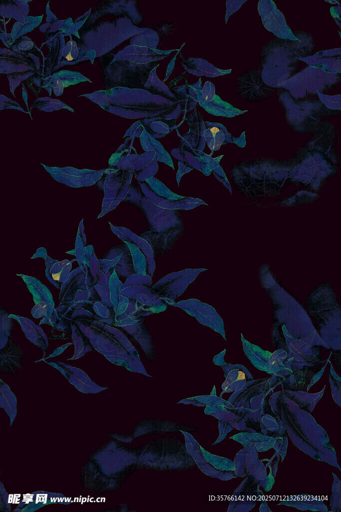 梦幻蓝紫叶片图案纹理