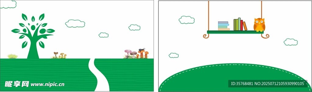 清新田园与室内场景插画