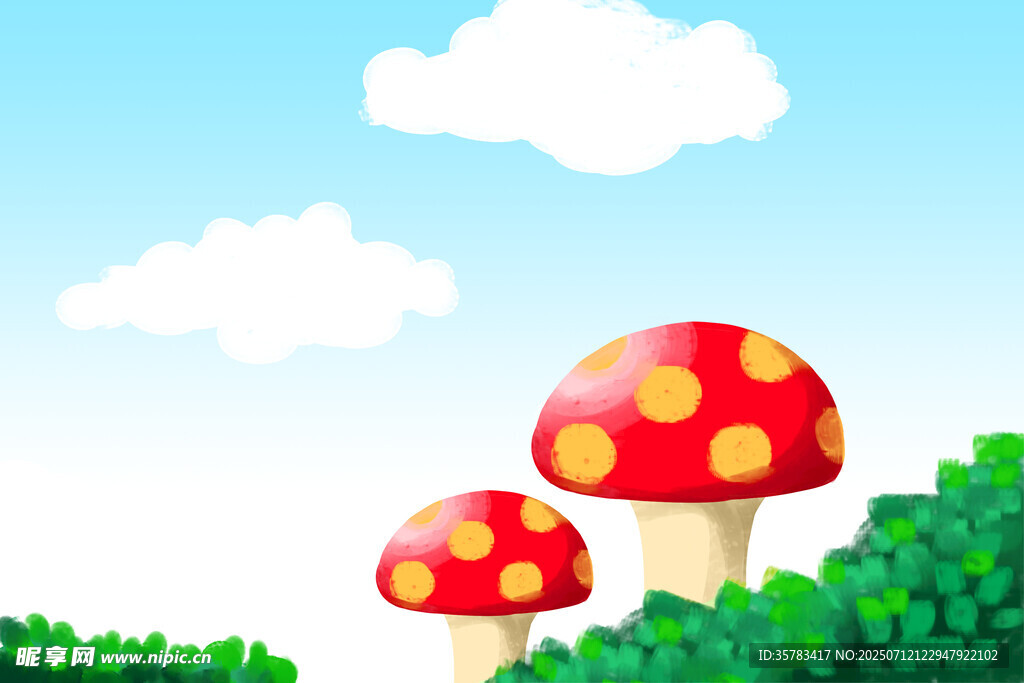 蘑菇背景插图