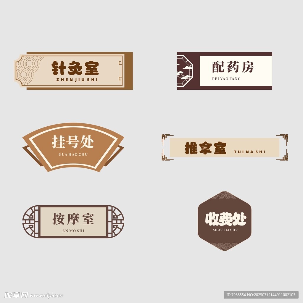 矢量古风中式中医院导视门牌