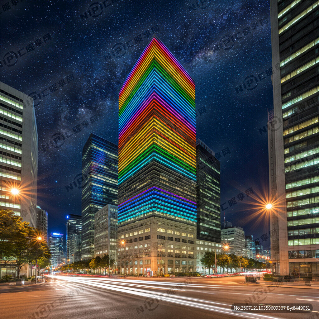 户外建筑照明 城市繁华的街道 