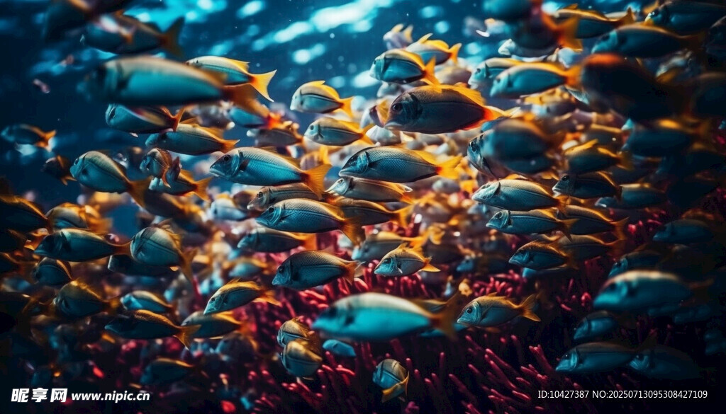 海底多彩鱼群景观