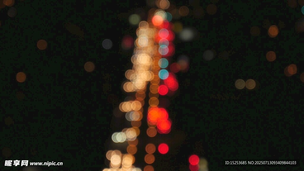 夜晚城市灯光模糊景象