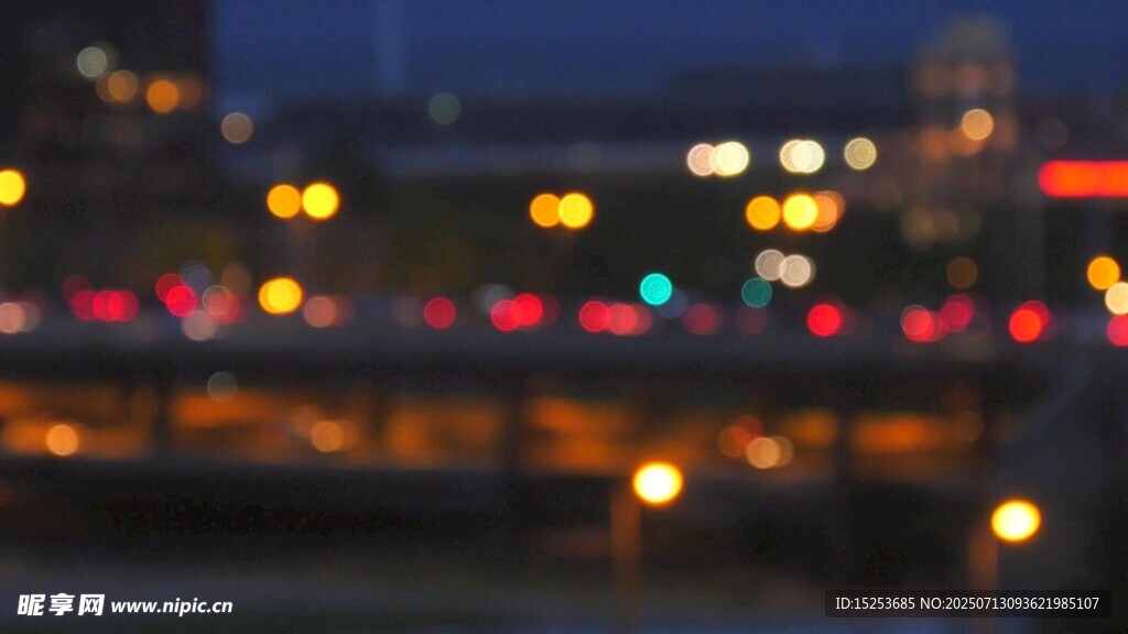 城市夜景灯光模糊景象