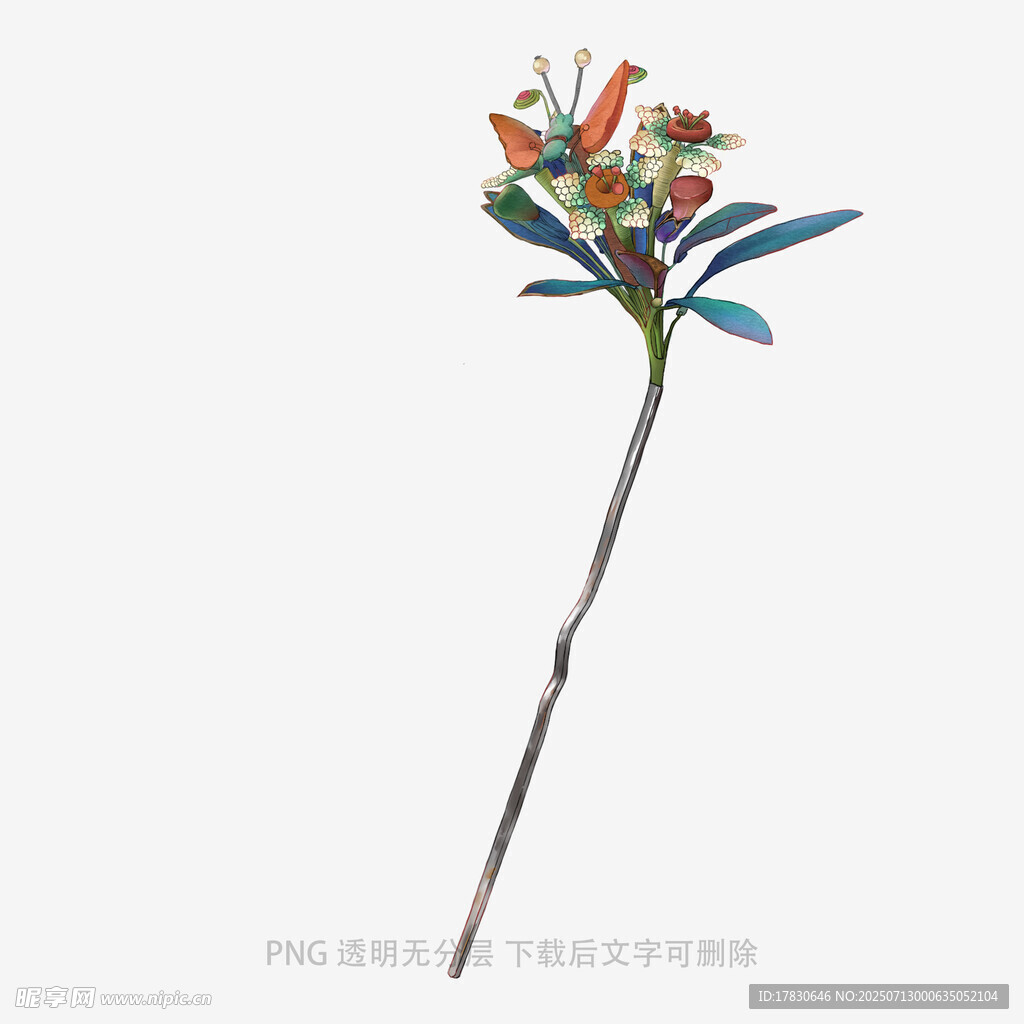 单枝多彩花卉特写