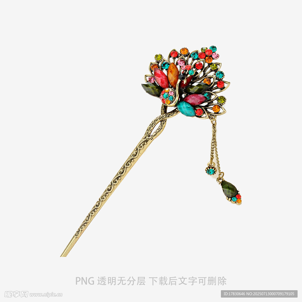 多彩宝石古风发簪