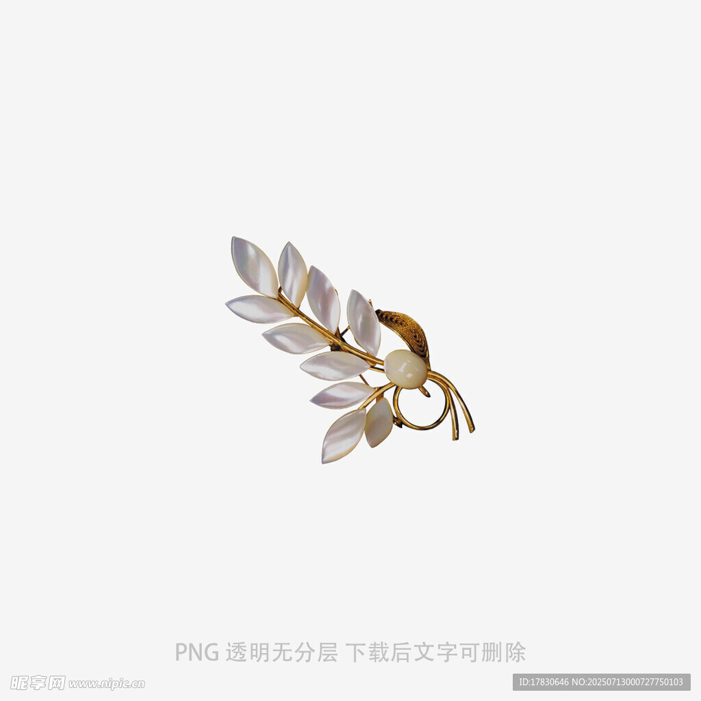 精致叶片造型金色胸针