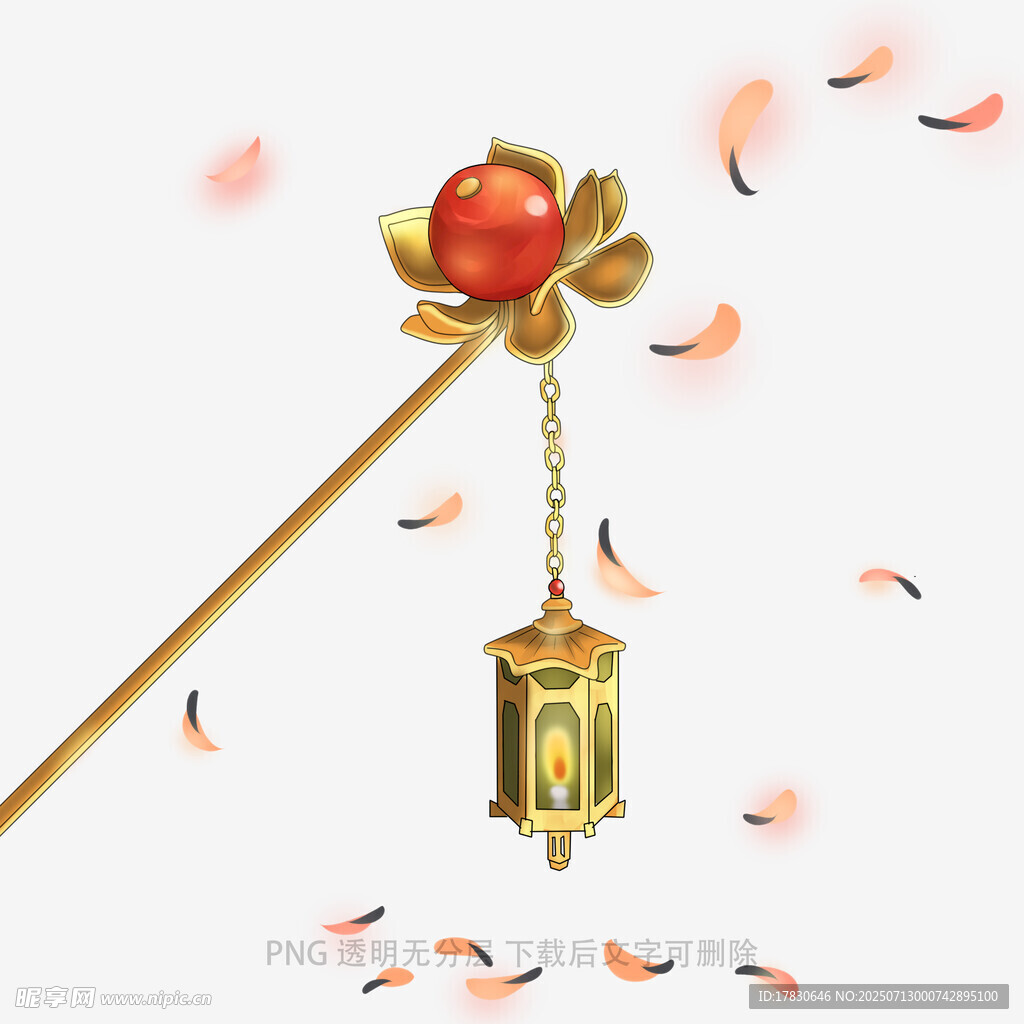 古风莲花灯笼长柄道具