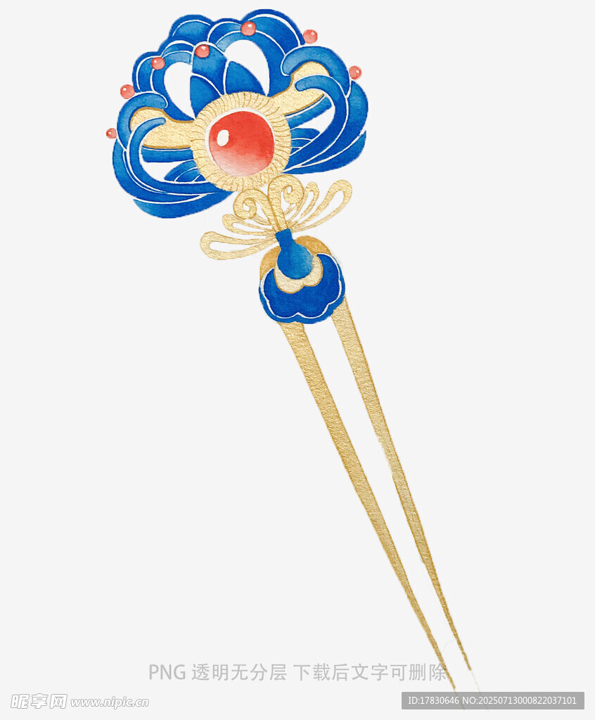 蓝白古风发簪