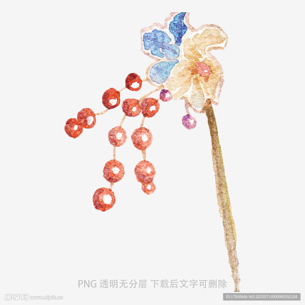 古风花朵珍珠发簪饰品
