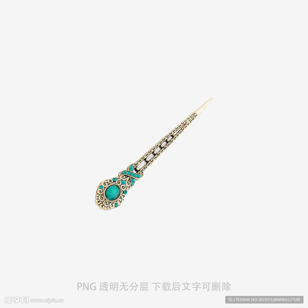 复古绿宝石金质发簪