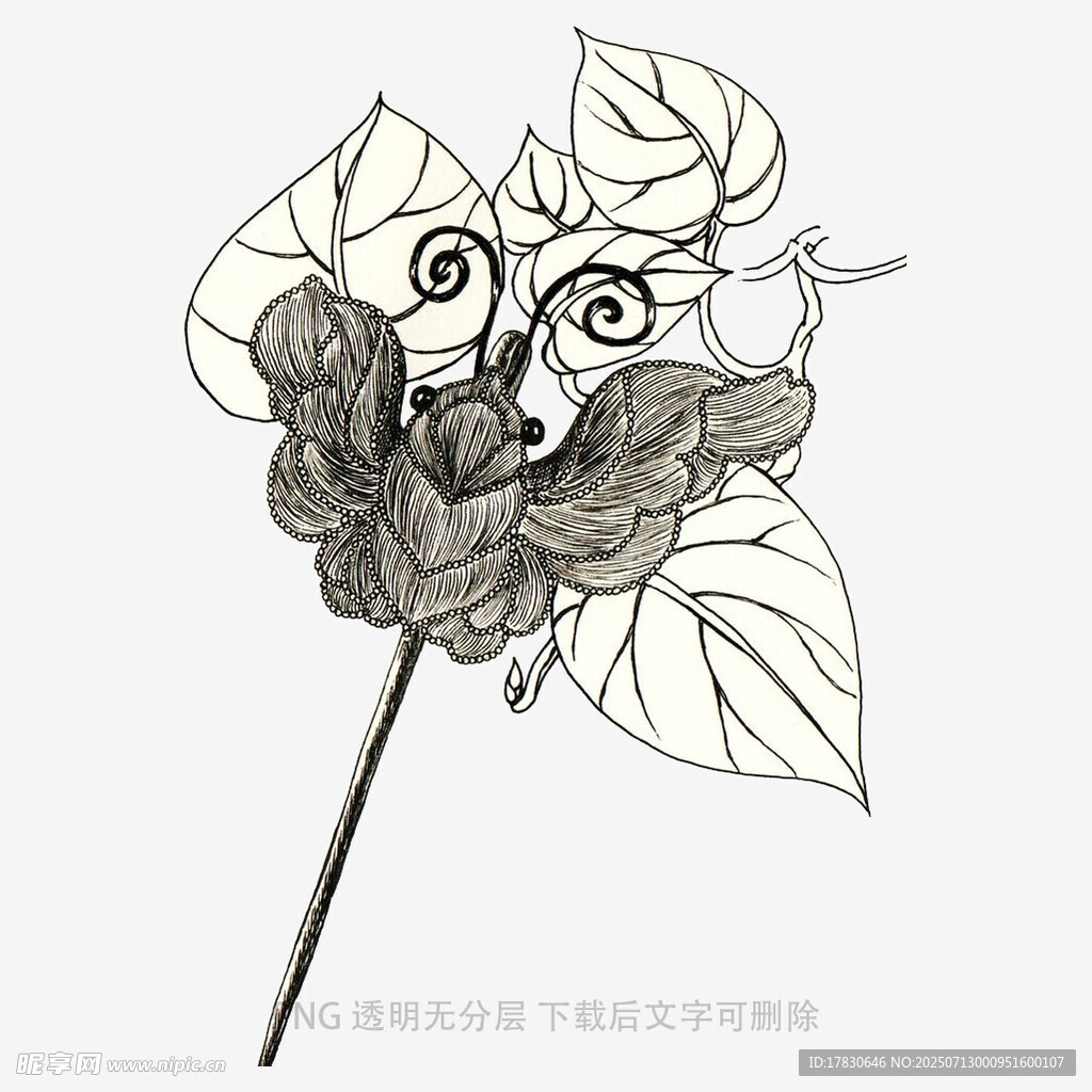 手绘花卉枝叶图案设计