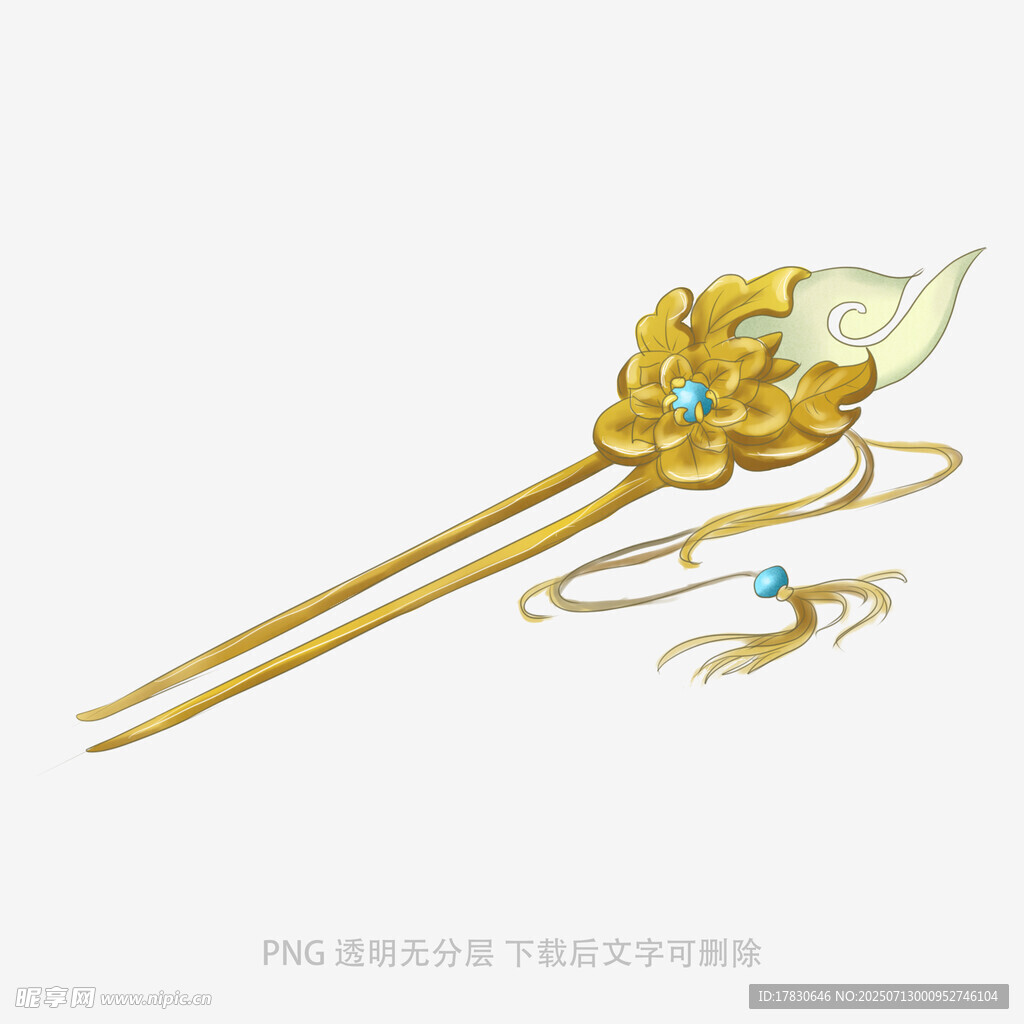 金色精美凤形发簪饰品