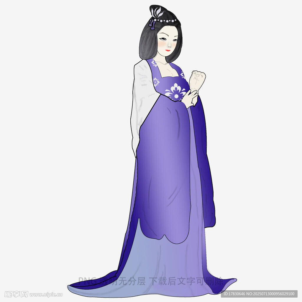 古风紫衣女子优雅立姿