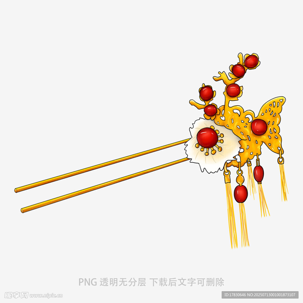 古典金镶珠凤发簪
