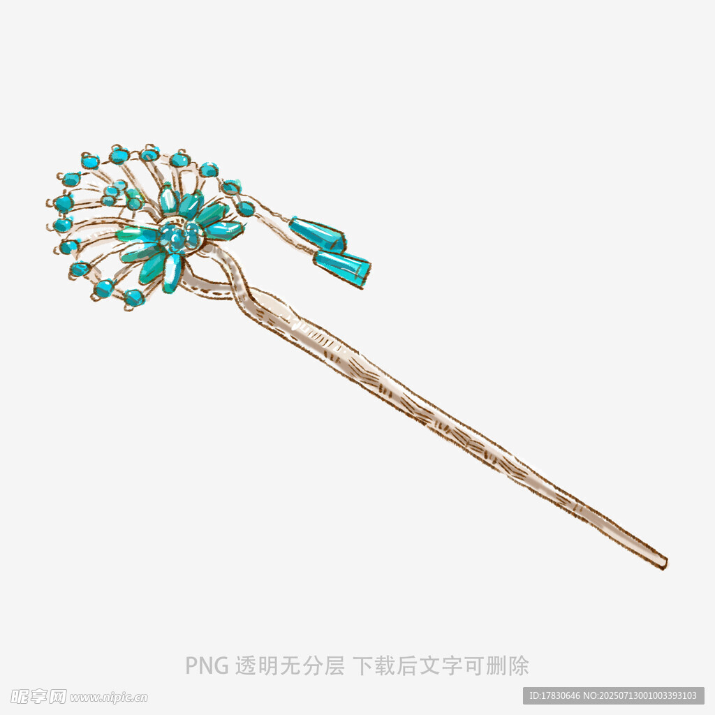 古风绿松石发簪