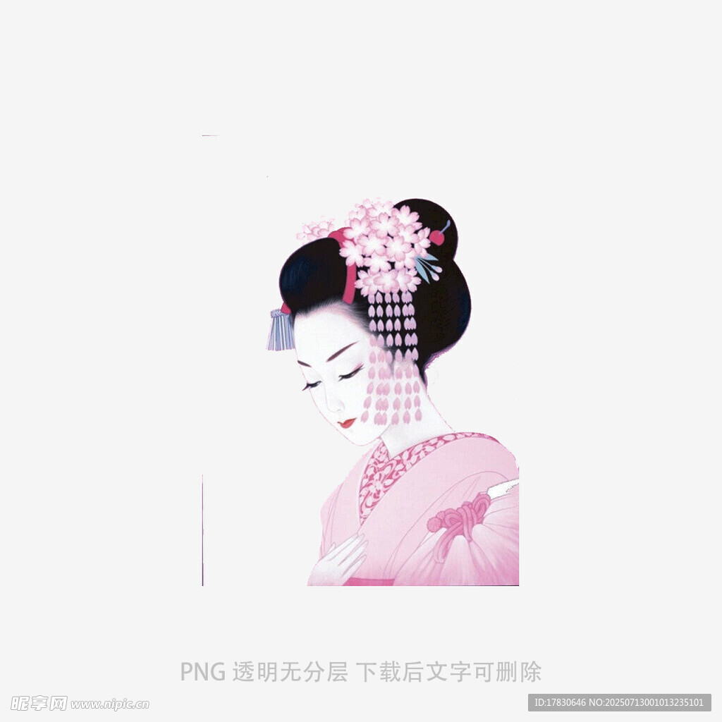 古典和风艺伎形象插画
