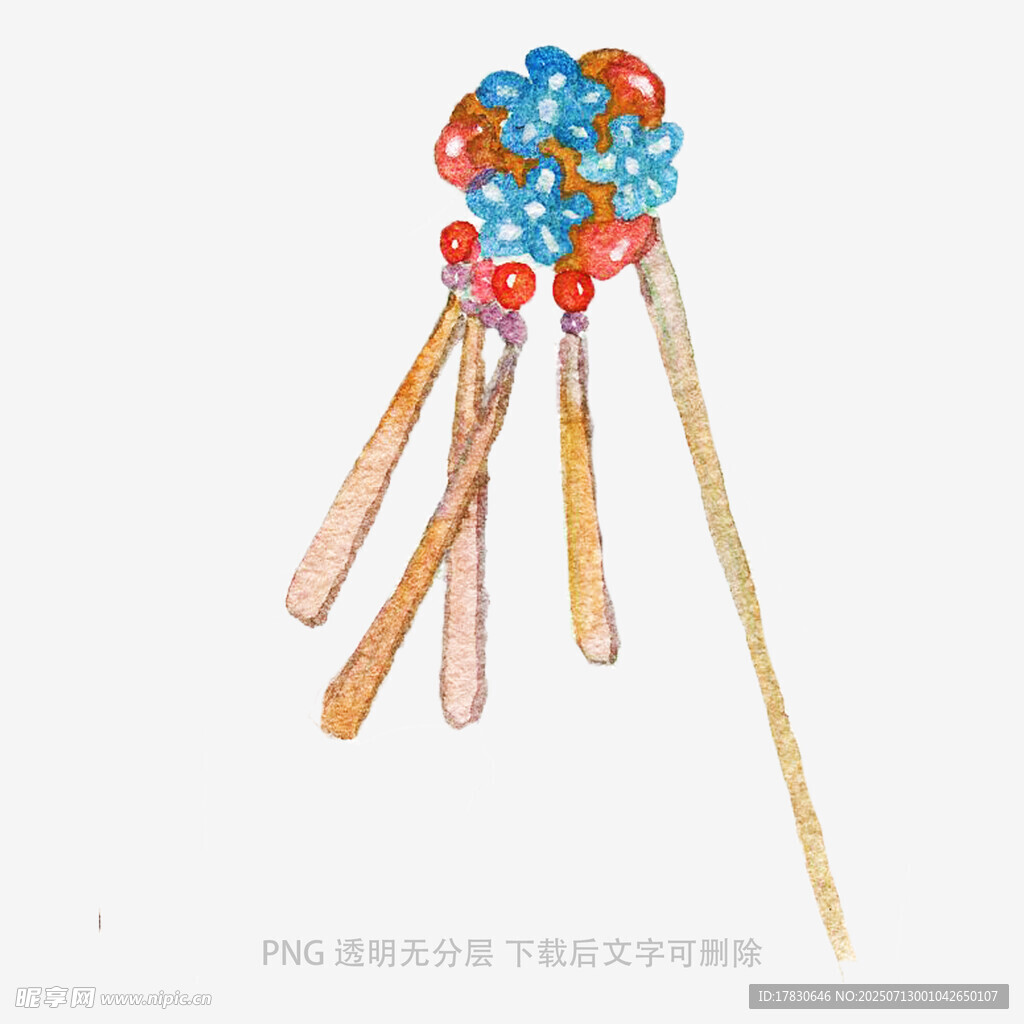 手绘多彩传统发簪饰品