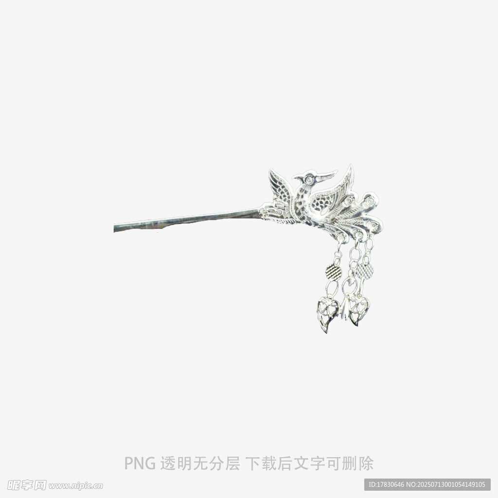 精致银质花朵珍珠发簪