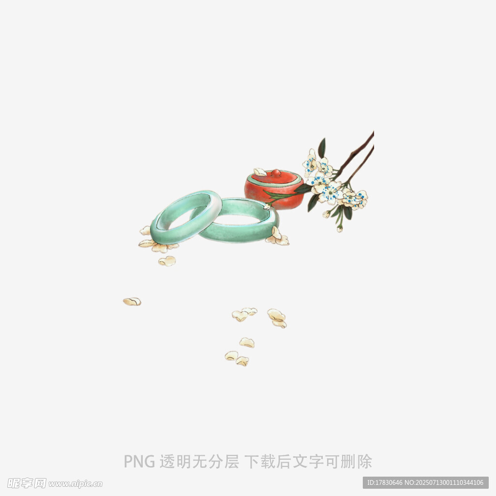 古典雅致翡翠饰品与毛笔