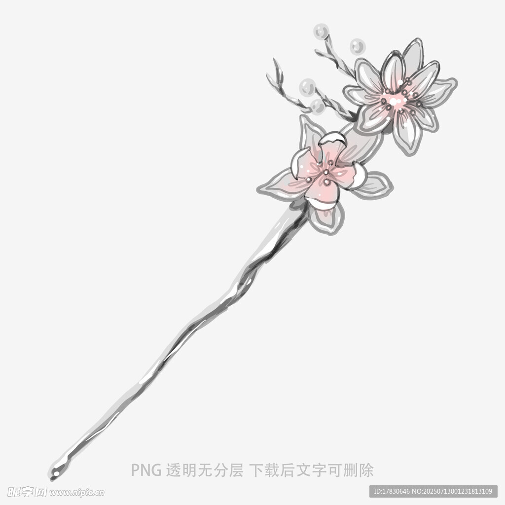 古风花朵发簪插画