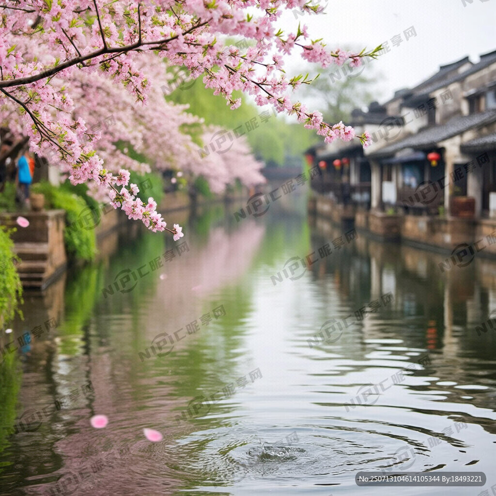 唯美江南风光图片 桃花 湖
