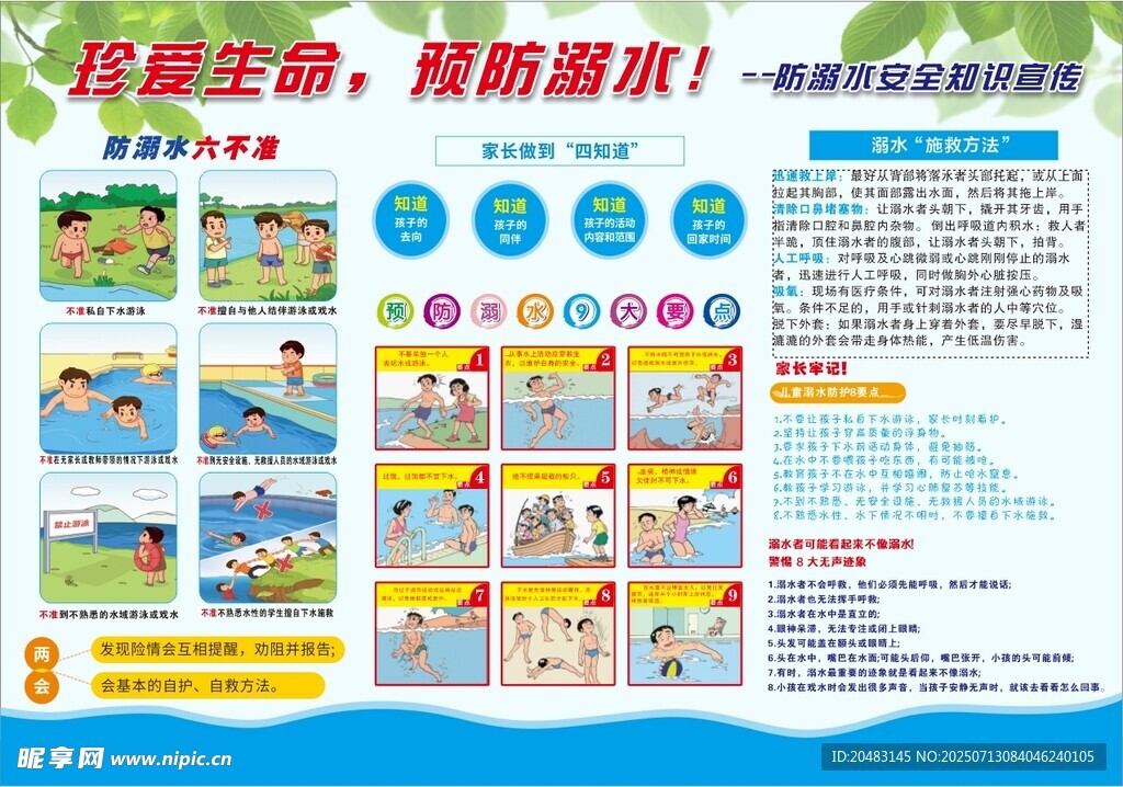 防溺水急救指南宣传海报