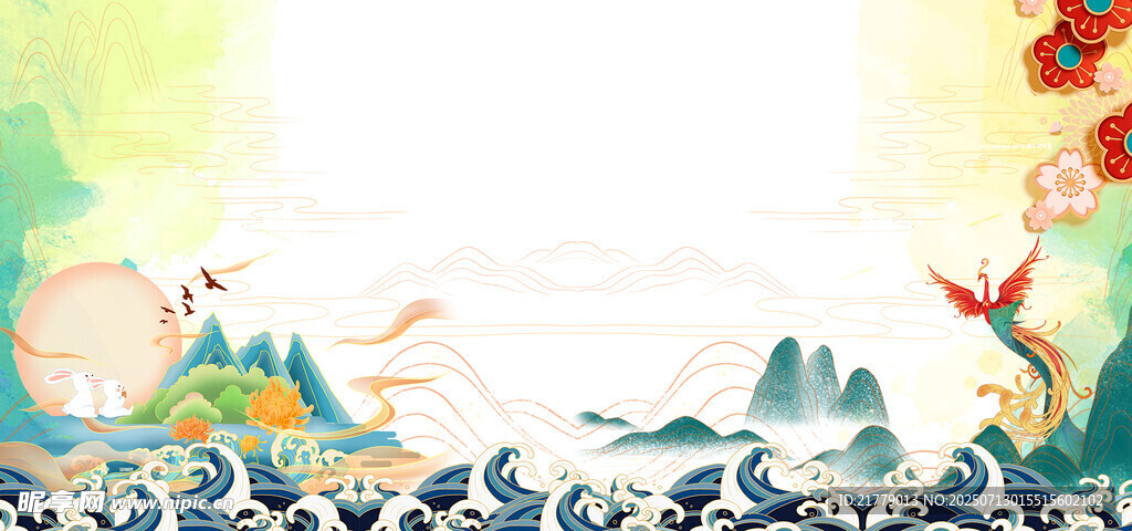 水墨山水间飞鸟灵动画面